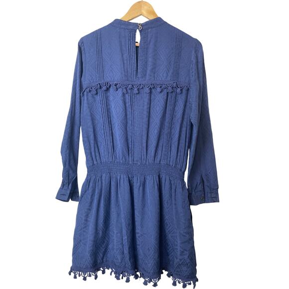 Sea New York Women's Boho Dress Size 8 Silk Blend Crochet Pom Pom Detail - Picture 6 of 16